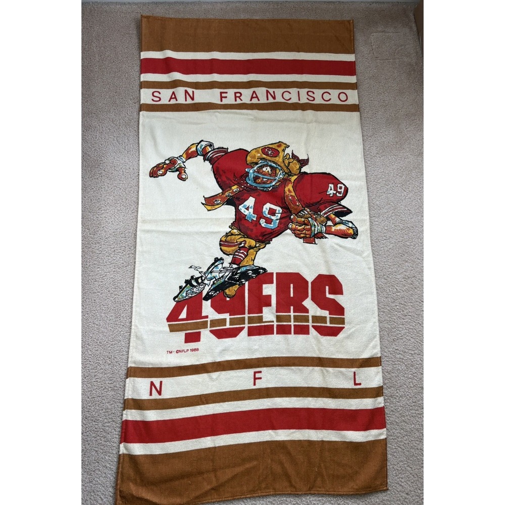 FootballNFL 80s San Francisco 49ers Bath Beach Towel Jack Davis 1988 Rare New